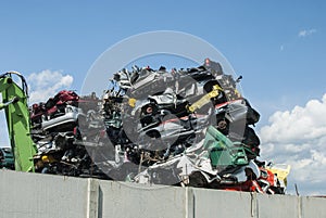 Pile of crushed cars