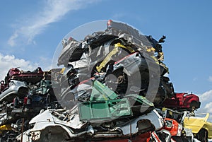 Pile of crushed cars