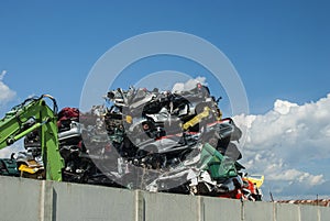 Pile of crushed cars