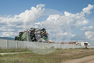 Pile of crushed cars