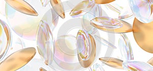 Pile of crystal pills shape falling on a white background, 3d render