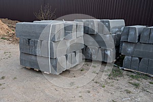 Pile of curbs on construction site