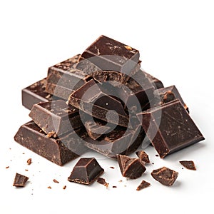 Pile of dark chocolate chunks