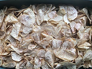 pile of Deep Fried Taro at Local Shop, Phatthalung, Thailand