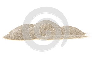 Pile of desert sand isolated on white background. Sand dunes