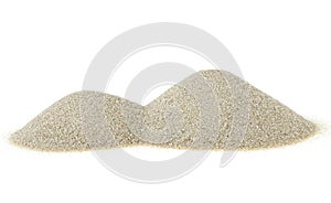 Pile desert sand isolated on white background. Sand dunes