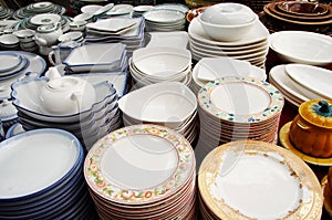 Pile of dinnerware