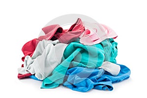 Pile of dirty laundry Isolated on white.