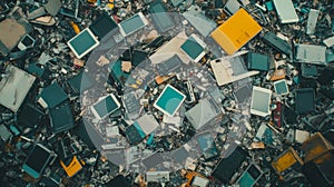 A Pile of Discarded and Broken Mobile Phones