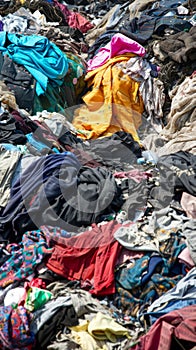 Pile of discarded clothes at a landfill