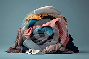 pile of discarded clothing and textiles, highlighting the issue of fast fashion and textile waste AI generation