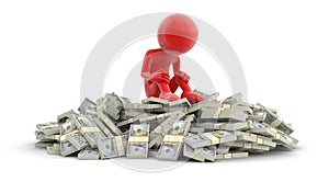 Pile of Dollars and man (clipping path included)