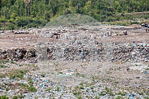 Pile of domestic garbage in landfill