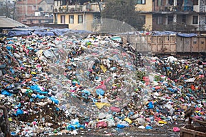 Pile of domestic garbage at landfills. Only 35% population of Nepal have access to adequate sanitation.