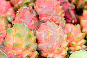 Pile Dragon fruit in the market.