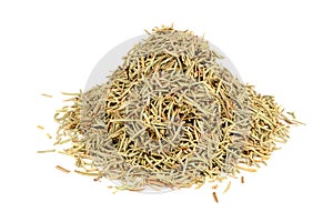 Pile of Dried Rosemary Isolated on White Background