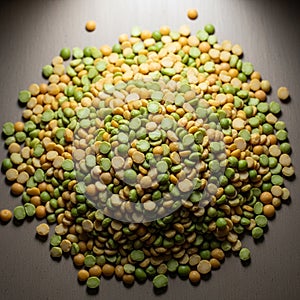 A pile of dried split peas,