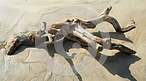 a pile of driftwood laying on top of a sandy beach AIG50