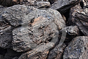 A pile of dry lignite coal ready for heating