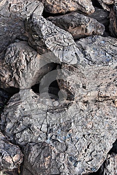 A pile of dry lignite coal ready for heating