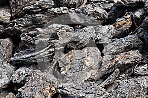 A pile of dry lignite coal ready for heating