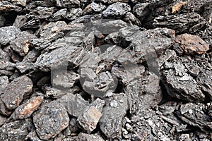 A pile of dry lignite coal ready for heating