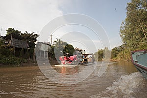 pile dwellings. at the mekong vietnam