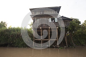 pile dwellings. at the mekong vietnam