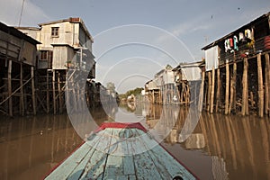 pile dwellings. at the mekong vietnam