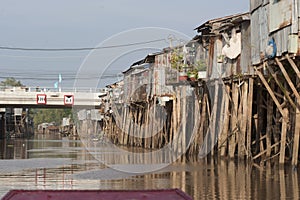 pile dwellings. at the mekong vietnam