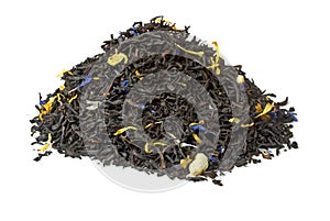 Pile of earl grey black tea isolated on white photo