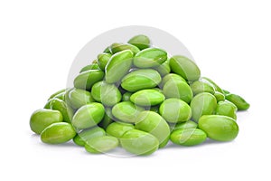 Pile of edamame green beans seeds or soybeans isolated