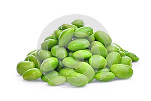 Pile of edamame green beans seeds or soybeans isolated photo