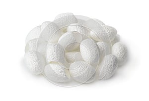 Pile of empty natural silk cocoons