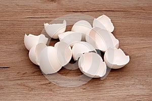 A pile of empty white egg shells