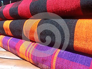 Pile f Traditional Indonesian Sarong Originated from West Nusa Tenggara Indonesia After Being Weaved and Tailored