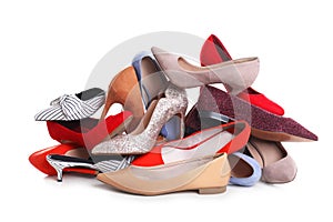Pile of female shoes