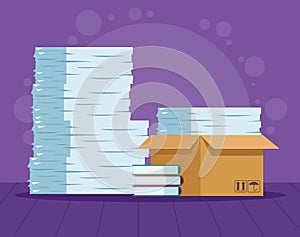 pile files in box