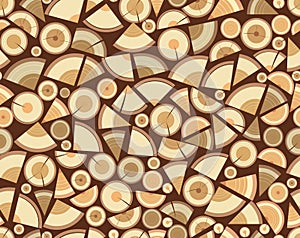 Pile of firewood seamless pattern.