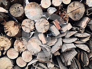 Pile of firewood texture background. firewood background