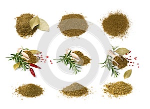 Pile of Fish Spices Mix or Blended Seafood Spice Powders