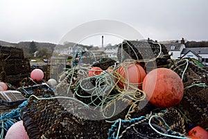 Pile of fishing nets photo
