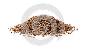 Pile of flax seeds isolated on a white