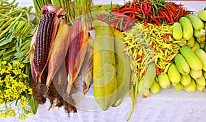 Pile of fresh fruits and vegetables