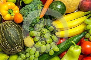 Pile of fresh fruits and vegetables