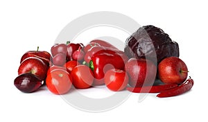 Pile of fresh fruits and vegetables isolated