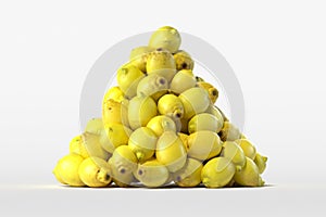 Pile of fresh lemons on light background. 3d rendering.