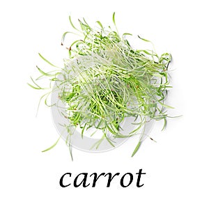 Pile of fresh microgreen isolated on white, top view