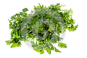 Pile of fresh parsley isolated on white background