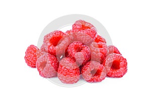 Pile of fresh raspberry isolated on white background